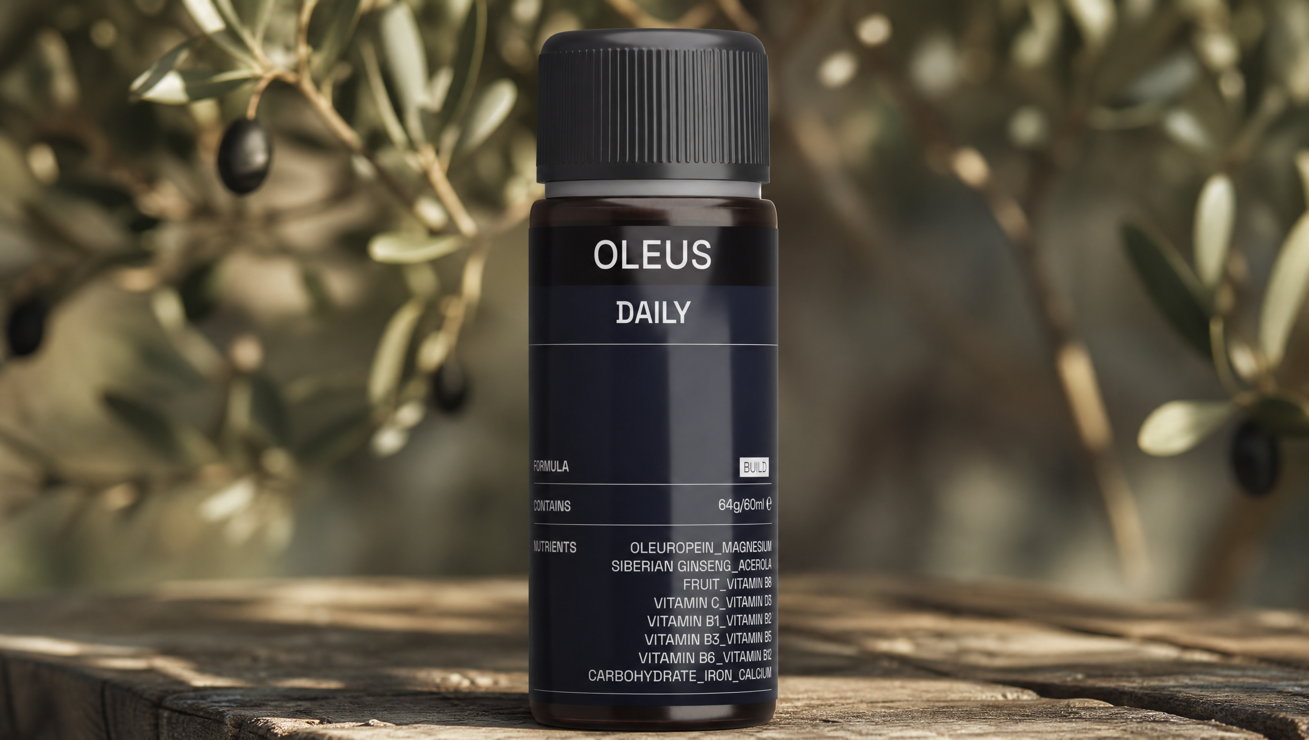 The source of the polyphenol oleuropein studied in endurance research, present in. the OLEUS Daily Shot
