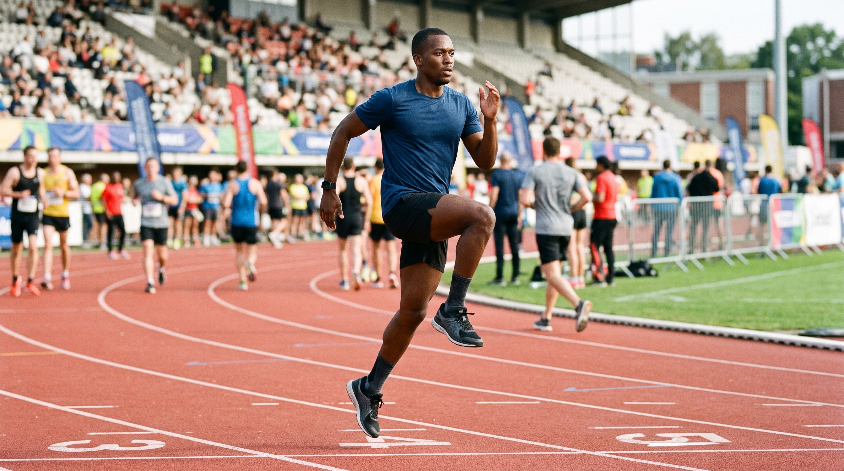 Athlete warming up before a race start